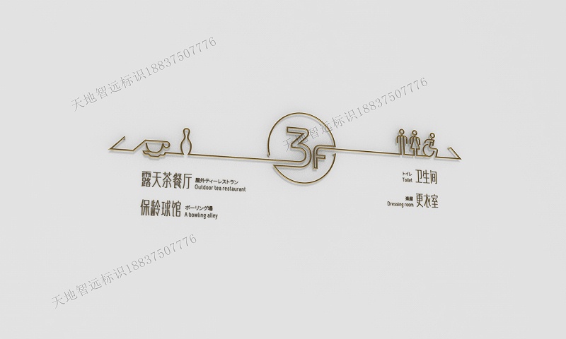 酒店前厅墙上楼层导视